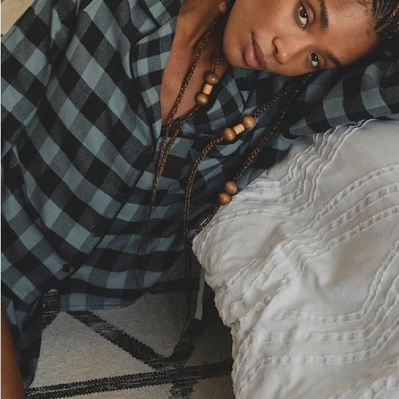 NWT Rails Kellen Pajama set in Dusty Teal Check - Picture 3 of 5